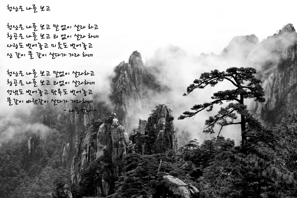 청산은 나를 보고 말없이 살라 하고... 나옹선사