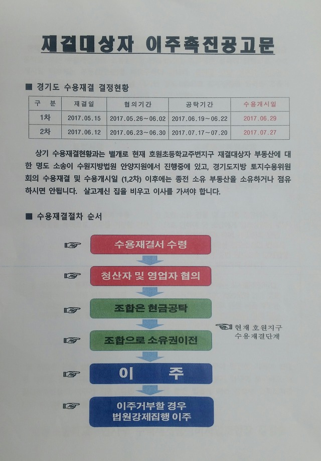 호원지구 안양호원재개발지구 호원지구이주관련 &quot;재결대상자 이주촉진공고문&quot; - 호원지구 정보 - 호원지구 공인중개사 호원지구... 